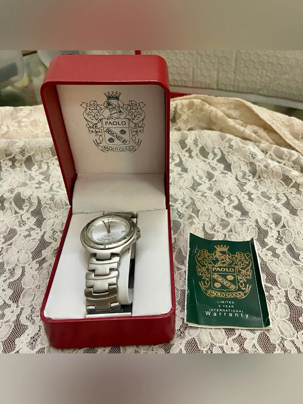 Paolo Gucci PG509WB Quartz Silver Tone Men’s Watch with Original Box